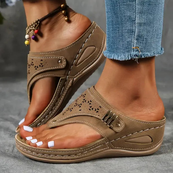 Comfortable Arch Support Wedge Sandals for Women - BritishElegance
