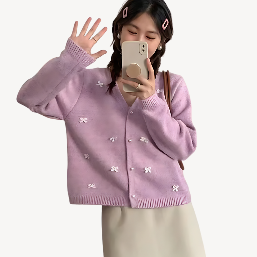 Women’s Embroidered Bow Cardigan