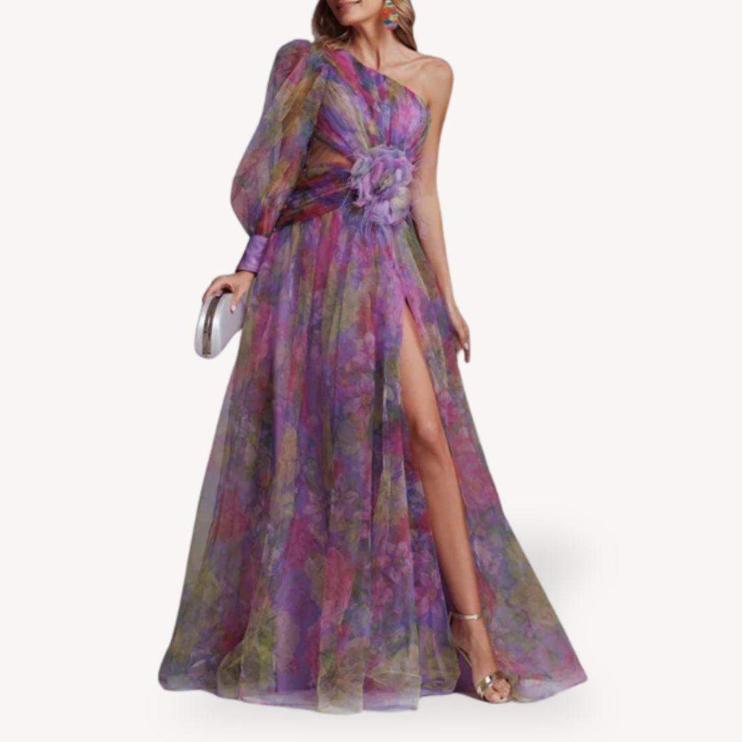 Women's Floral One-Shoulder Maxi Dress