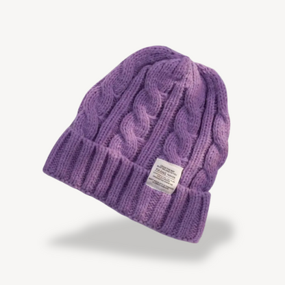 Cable Knit Beanie Hat for Women - Soft Wool Blend