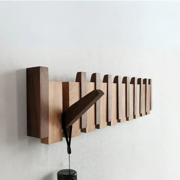 Rustic Wooden Wall Mounted Coat Hook Rack Organizer - BritishElegance