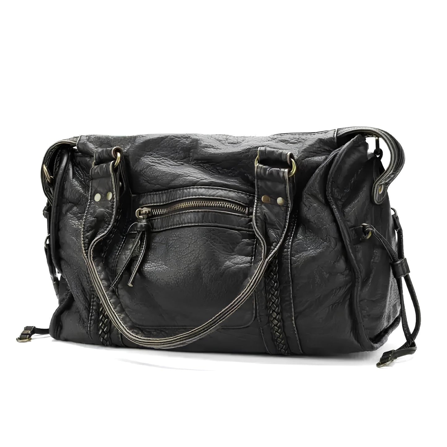 RAQUEL - School handbag with hard leather shoulder strap