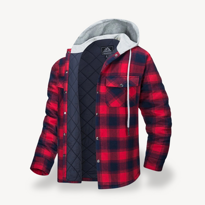 Plaid Quilted Hooded Jacket for Men