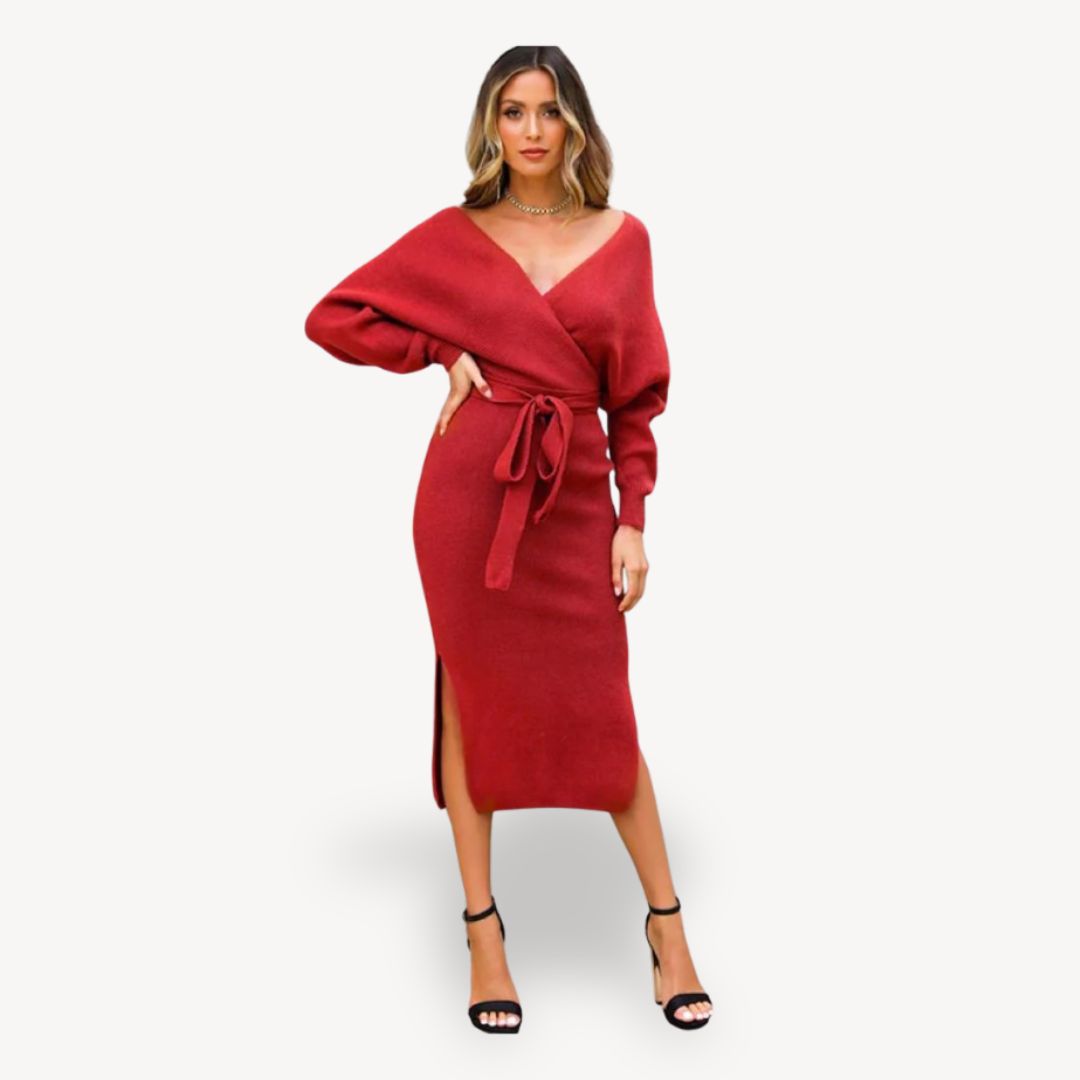 Women's Knit Wrap Sweater Dress