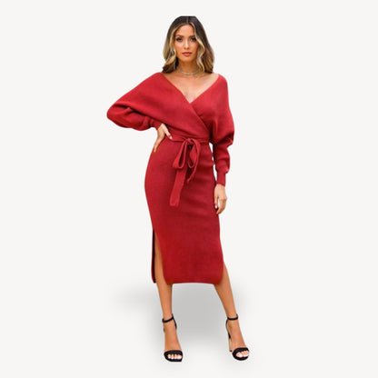 Women's Knit Wrap Sweater Dress
