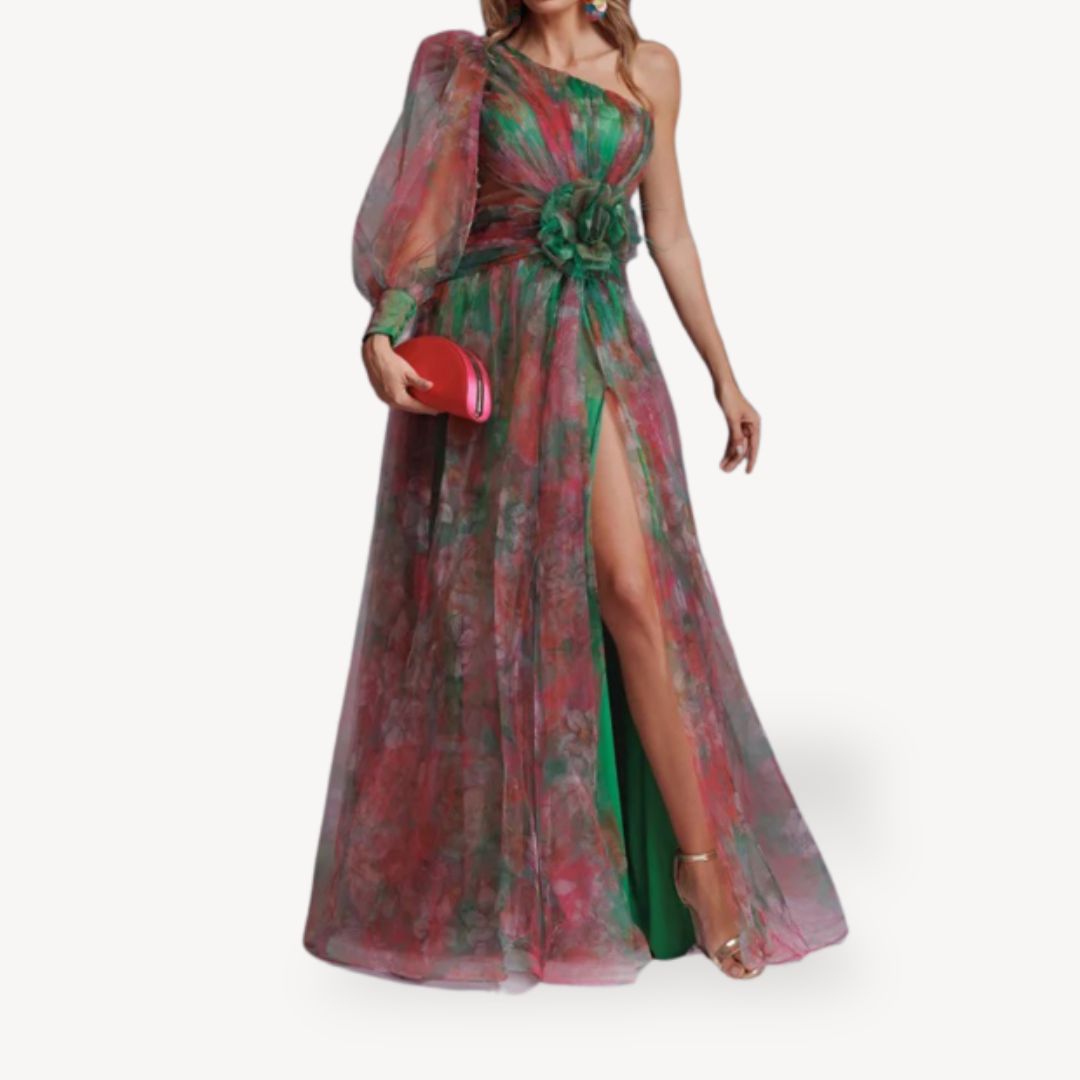 Women's Floral One-Shoulder Maxi Dress