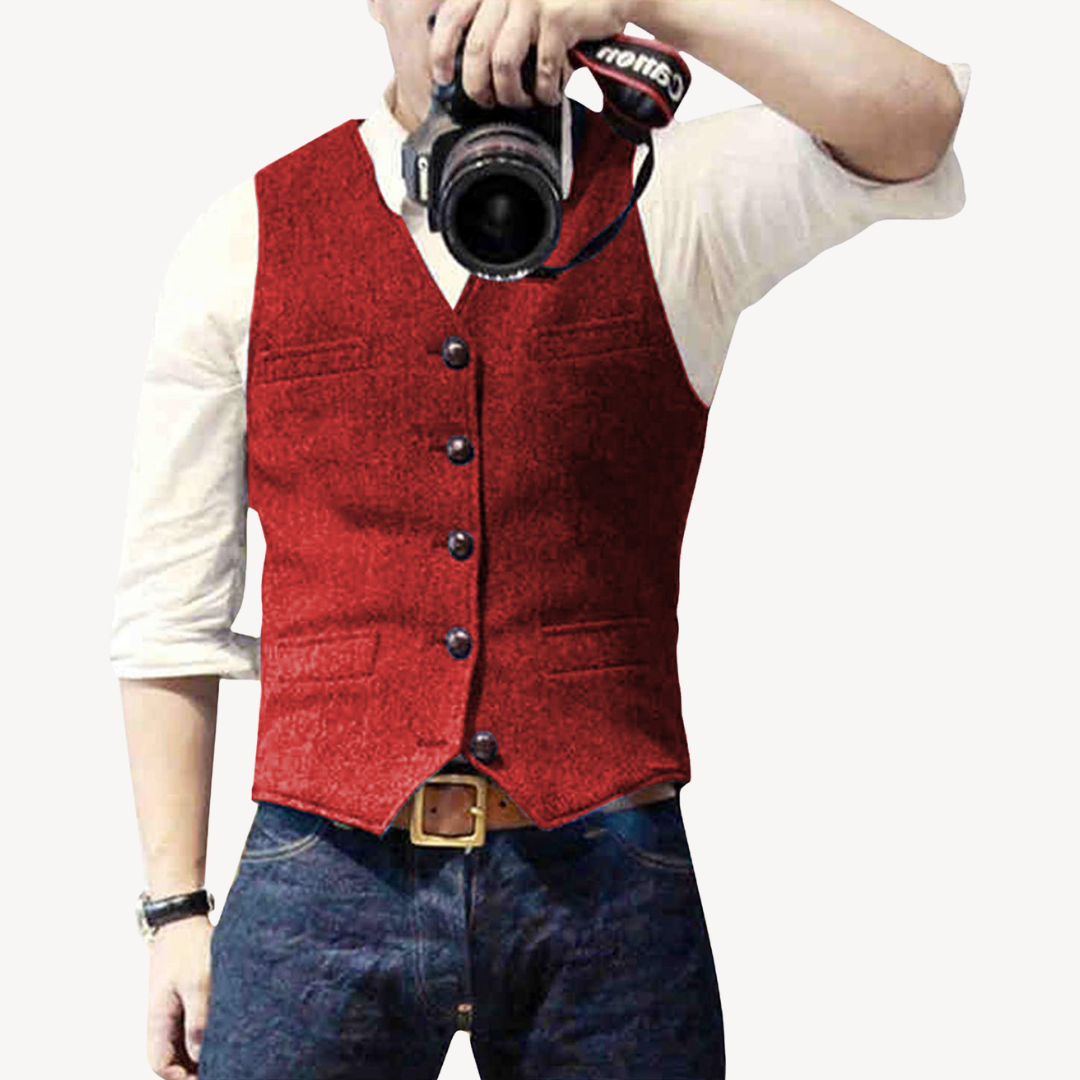 Men's Buttoned Wool Vest