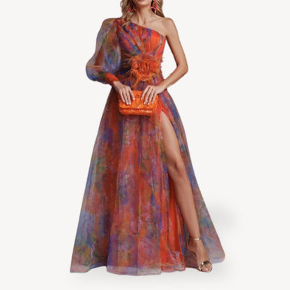Women's Floral One-Shoulder Maxi Dress