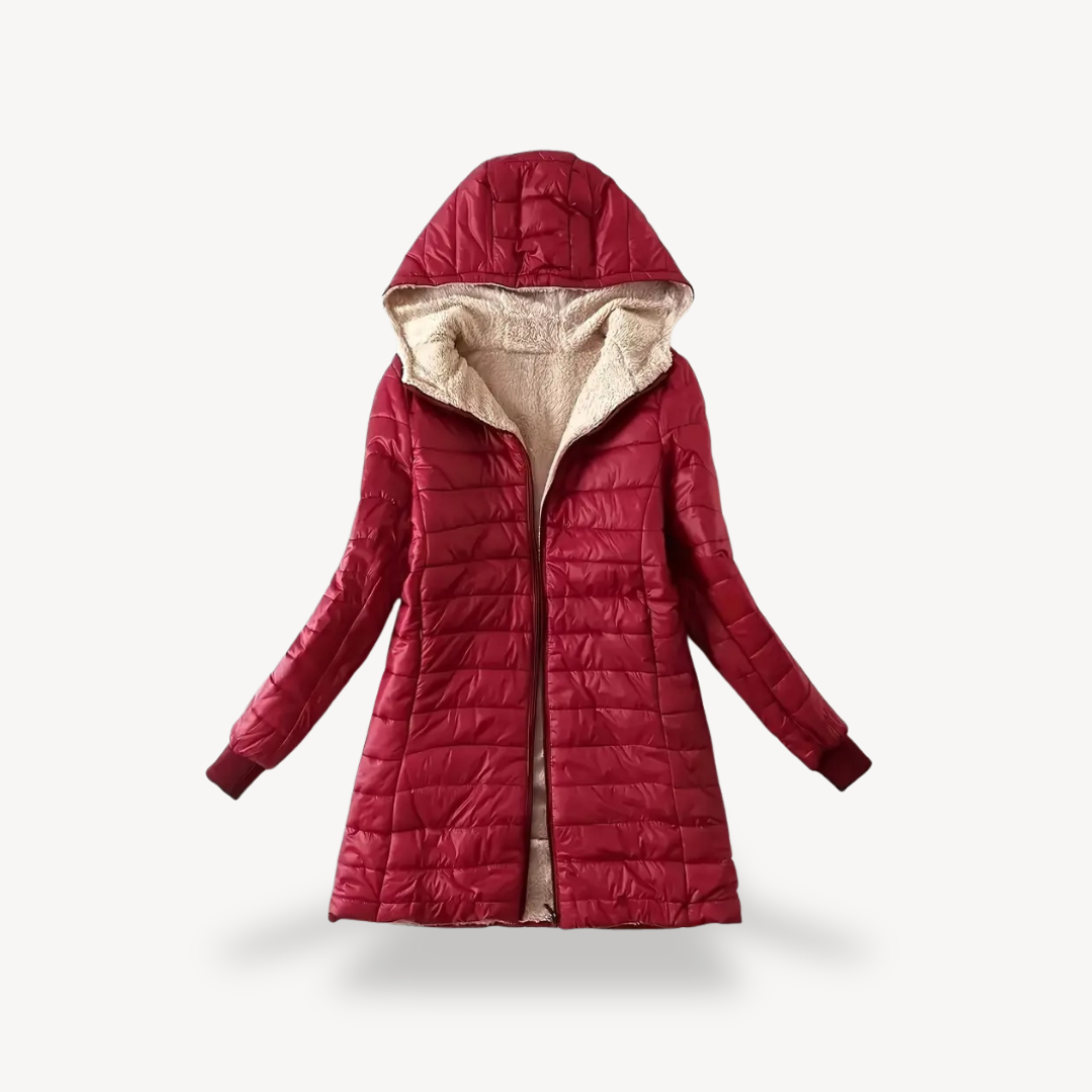 Women's Hooded Puffer Jacket with Sherpa Lining