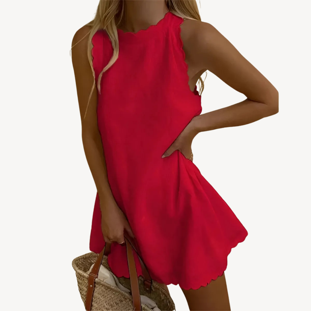 Women's Scalloped Neckline Mini Dress