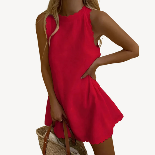 Women's Scalloped Neckline Mini Dress