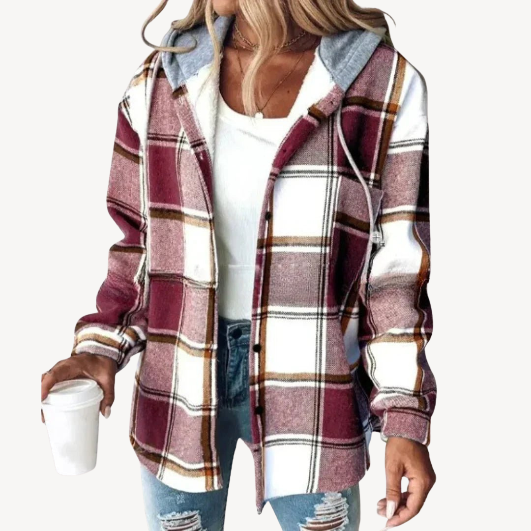 Plaid Hooded Shirt Jacket