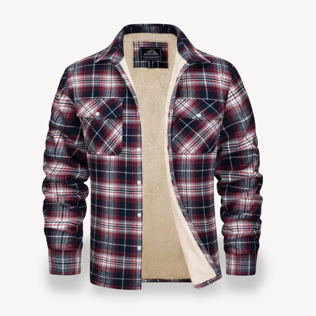 Men's Plaid Flannel Shirt with Sherpa Fleece Lining