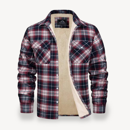 Men's Plaid Flannel Shirt with Sherpa Fleece Lining
