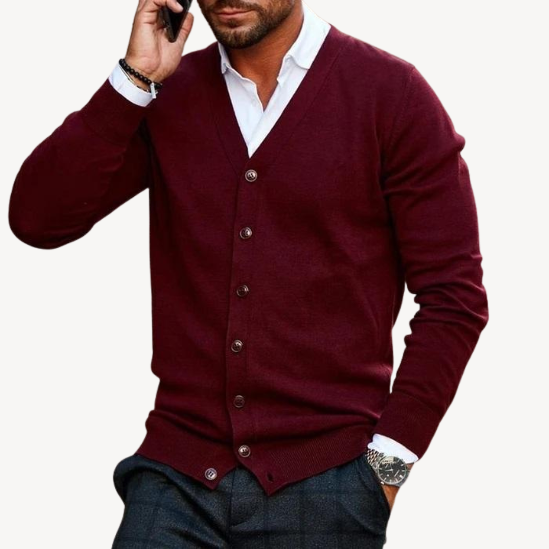 V-Neck Button-Down Cardigan for Men