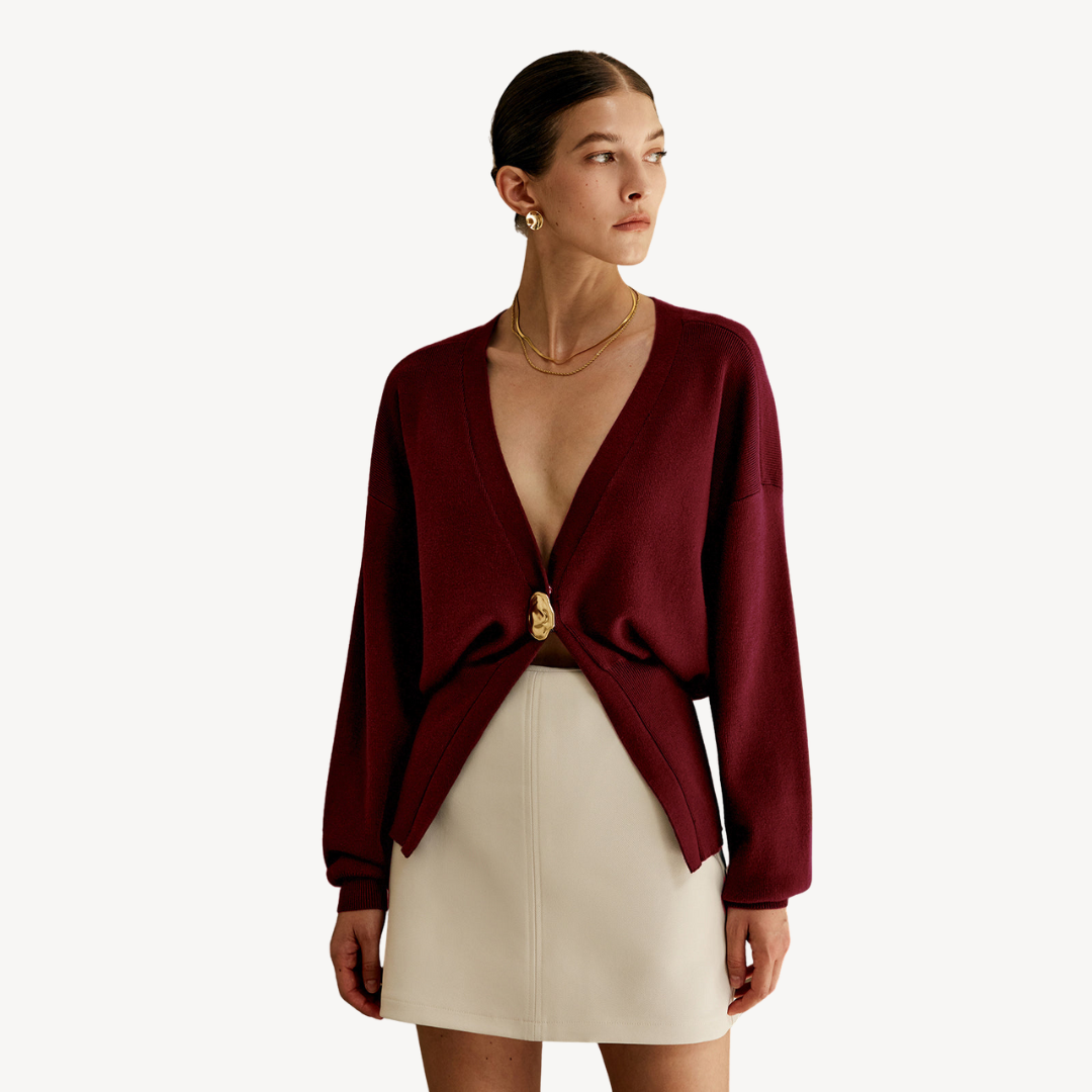 Women's Knit V-Neck Cardigan Sweater