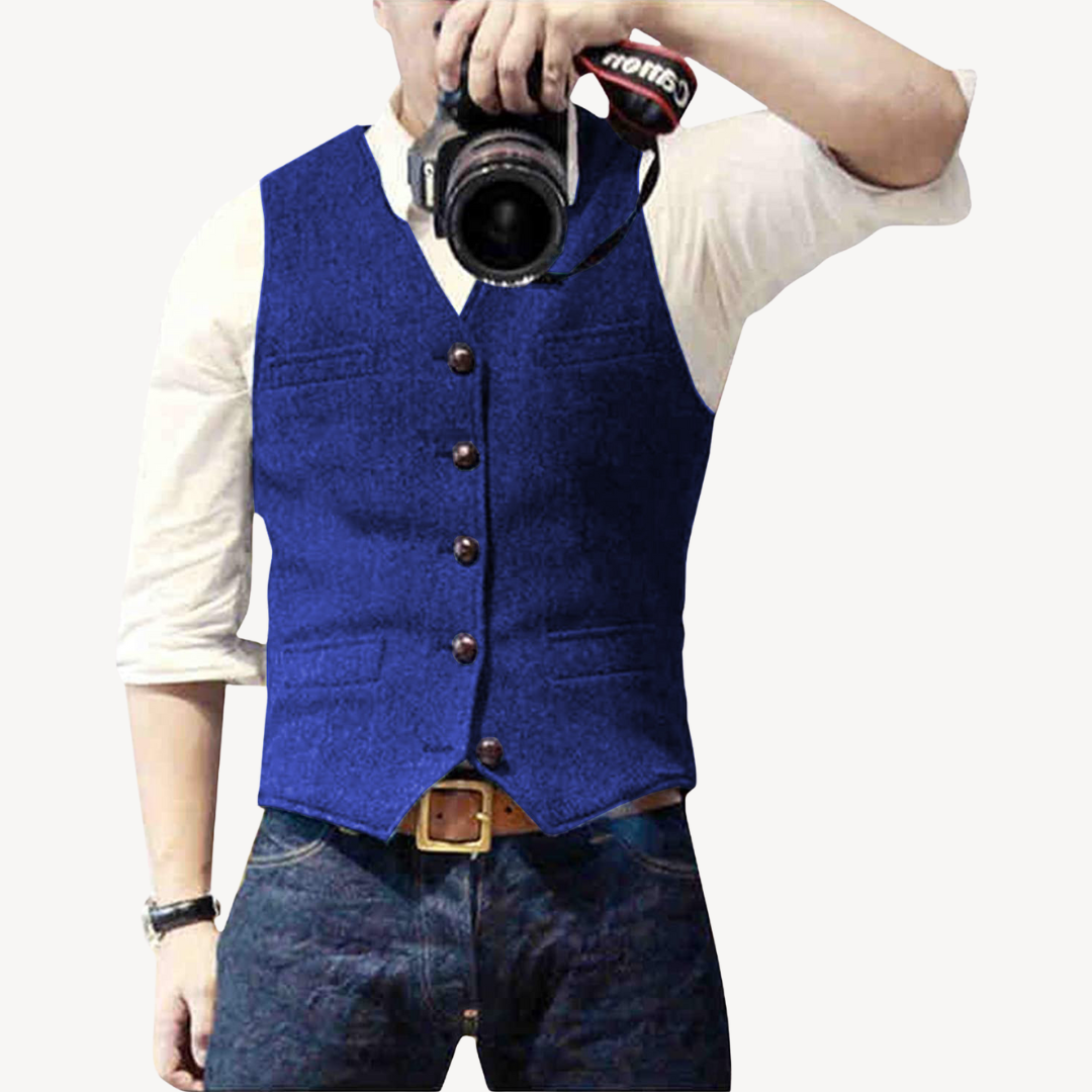 Men's Buttoned Wool Vest