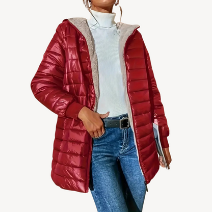 Women’s Faux Fur Lining Quilted Hooded Jacket