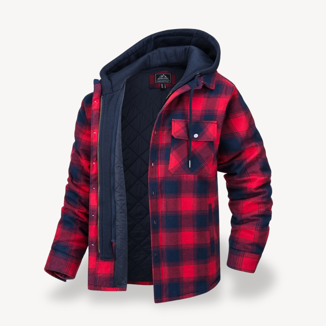 Men's Flannel Hooded Padded Jacket