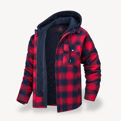 Men's Flannel Hooded Padded Jacket