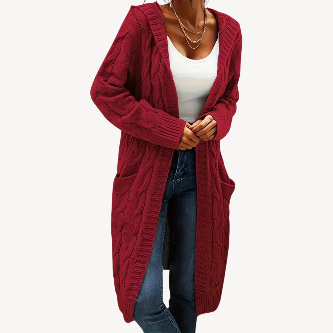Cable Knit Hooded Cardigan