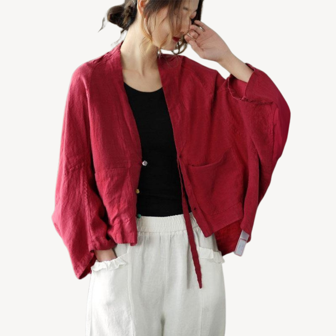 Women's Linen Blend Kimono Jacket Cardigan