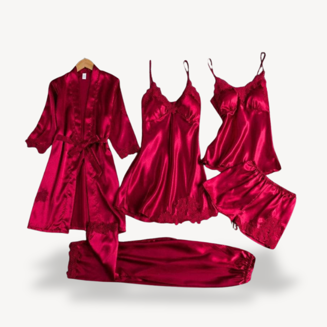 Lace Satin Lingerie Set with Robe