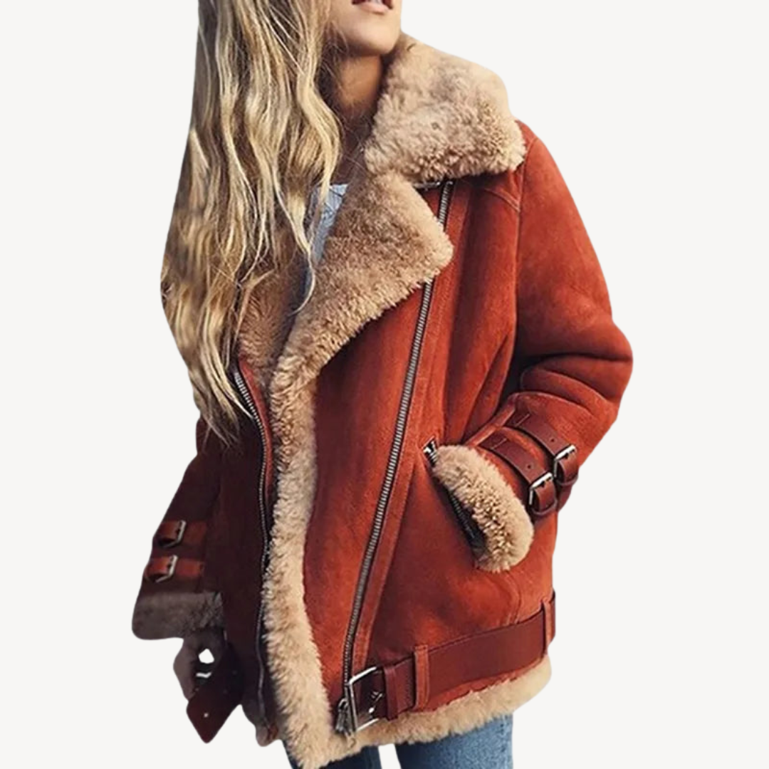 Shearling-Lined Biker Jacket for Women