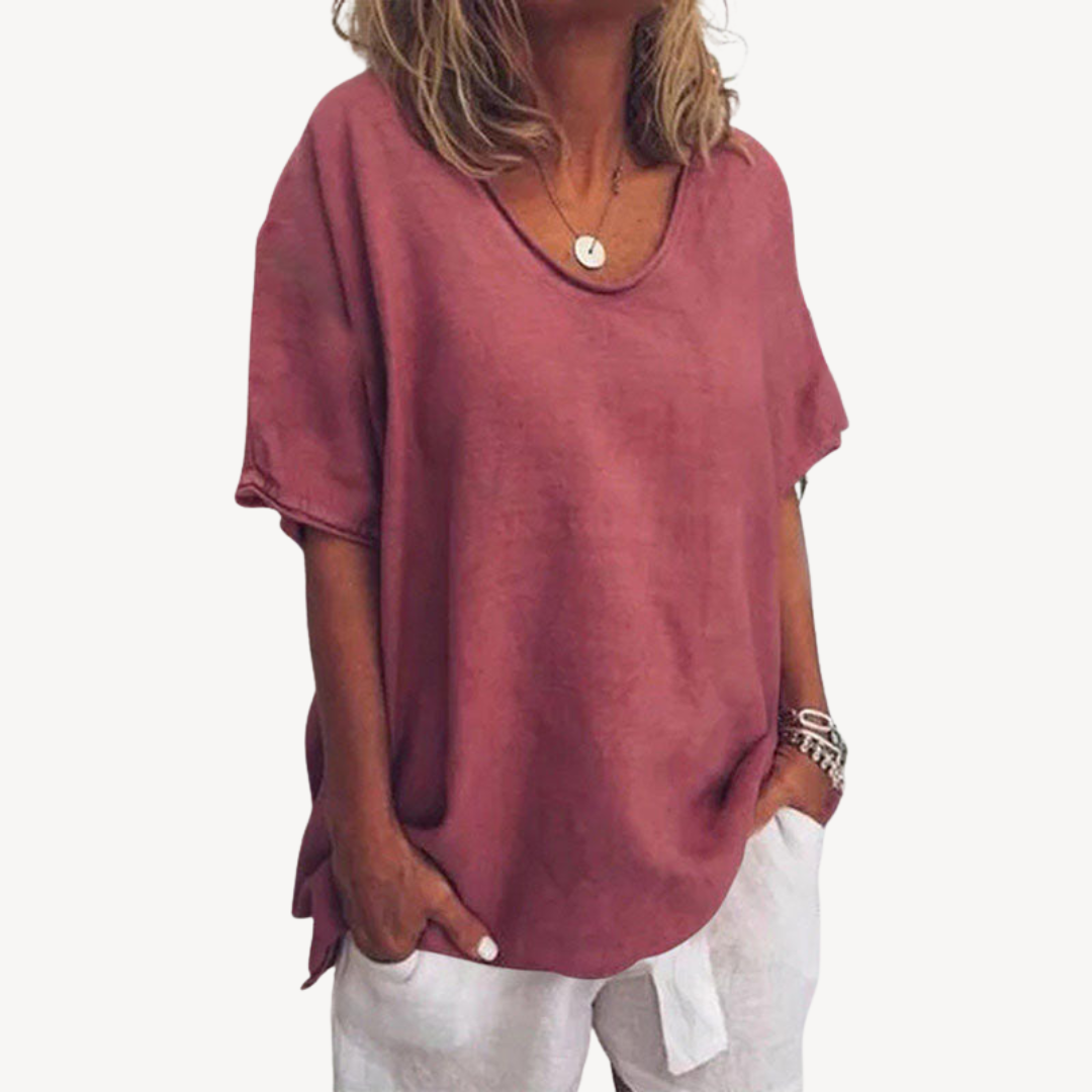 Women's Linen Blend Casual T-Shirt