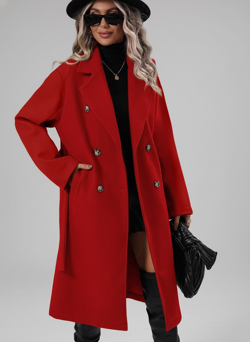 Sienna A-Line Trench Coat | Double-Breasted Belted Coat