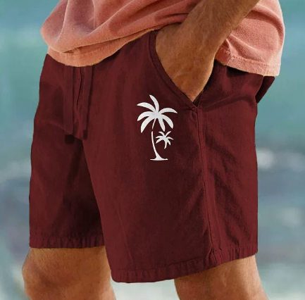 Tropical Summer Shorts with Palm Embroidery