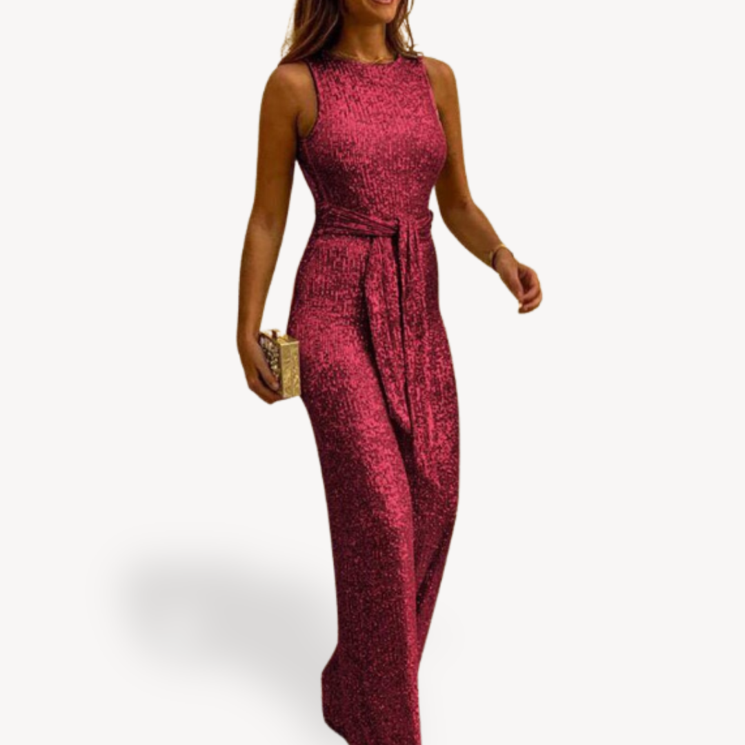 Women's Sequin Evening Gown – Sleeveless Maxi Dress