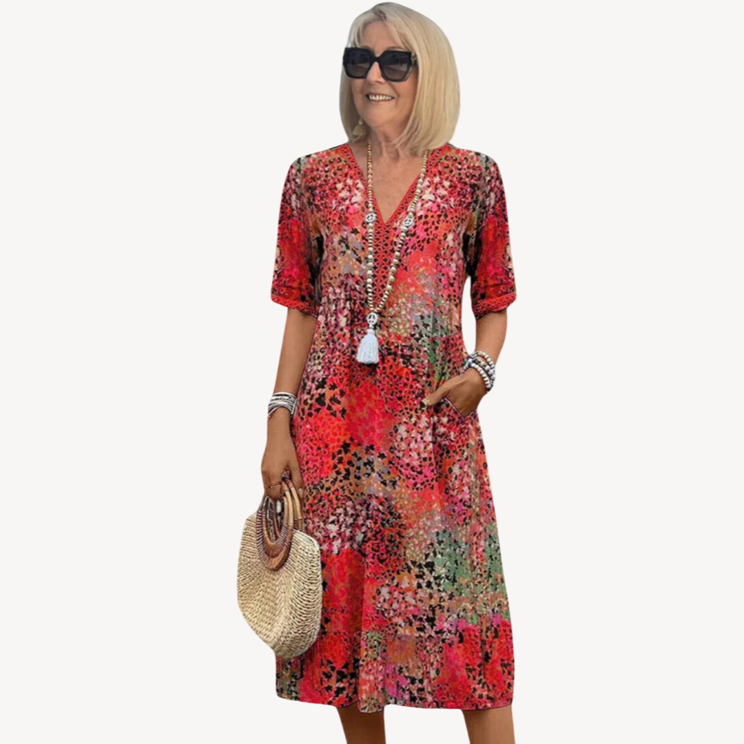 Women’s Boho Midi Dress – Flowy Tiered Style in Multiple Colors