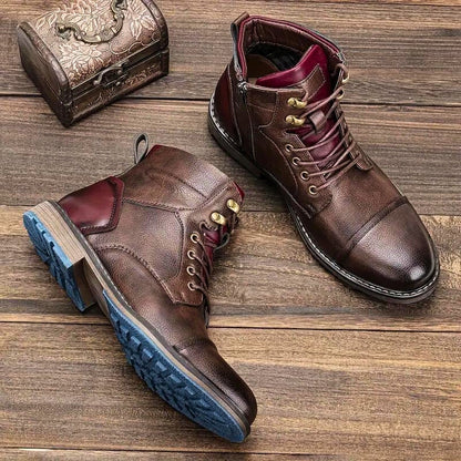 Durable Leather Boots Outdoor - Orthopedic boots with side zip