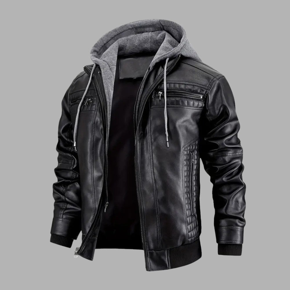 Retro Hooded Biker Jacket