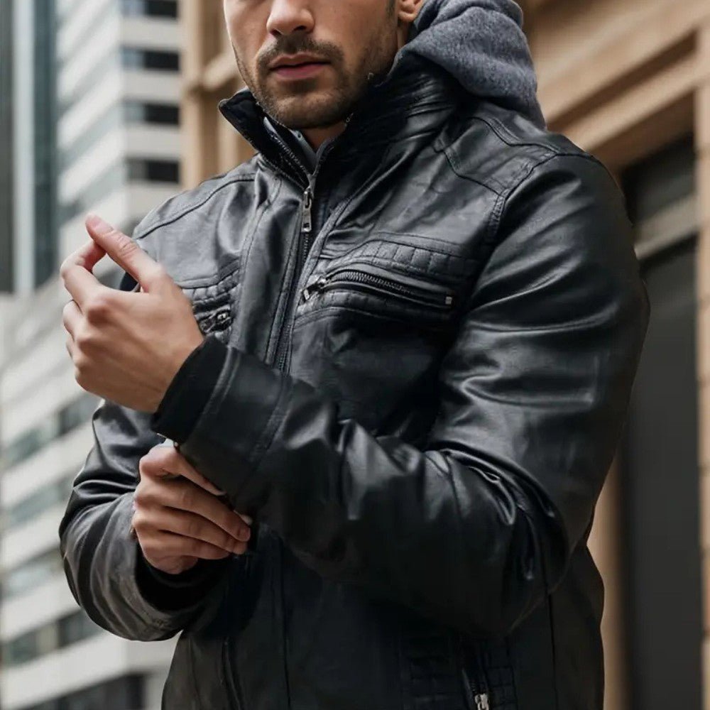Retro Hooded Biker Jacket