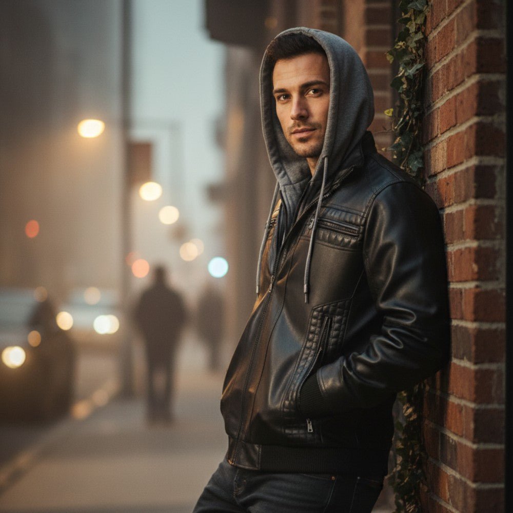 Retro Hooded Biker Jacket