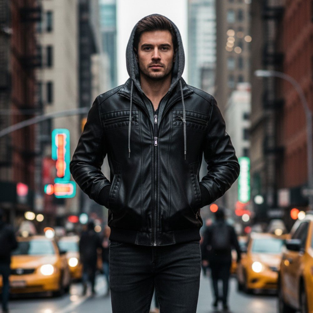 Retro Hooded Biker Jacket