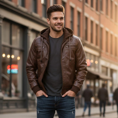 Retro Hooded Biker Jacket