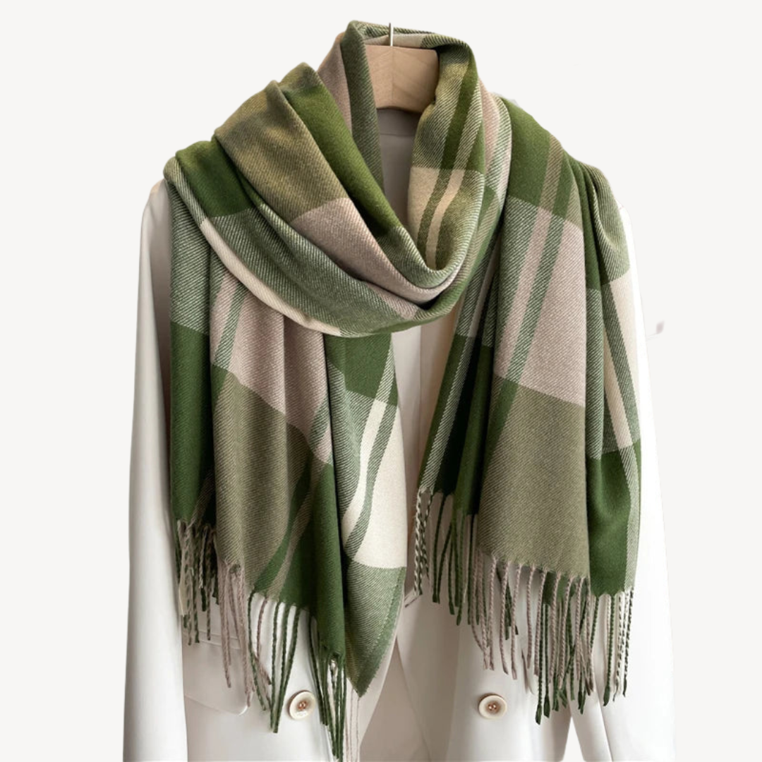 Plaid Wool Scarf for Women