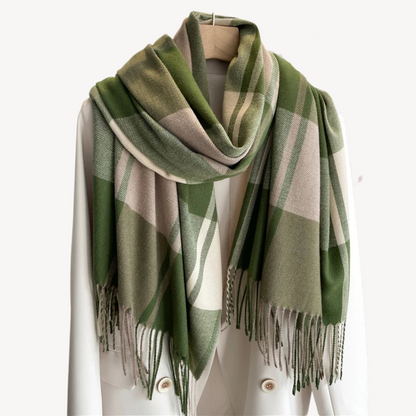 Plaid Wool Scarf for Women