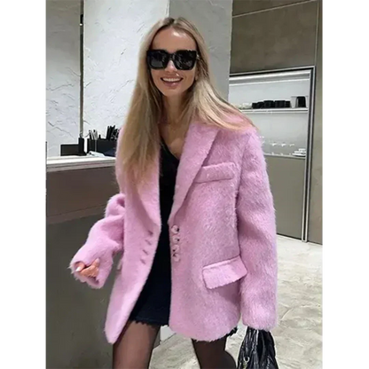 Luxe Faux Fur Coat for Women with Pockets