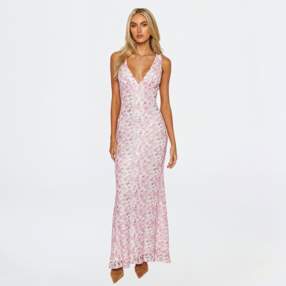Beautiful Strapless Bridal Gown with Flower Pattern - BritishElegance