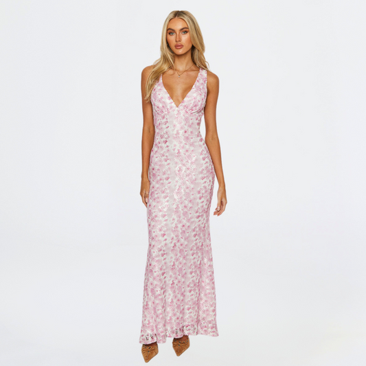 Beautiful Strapless Bridal Gown with Flower Pattern - BritishElegance
