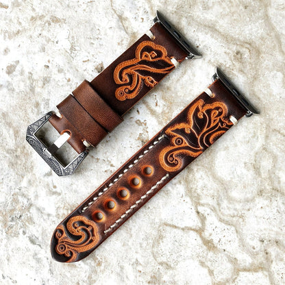 Personalized Engraved Leather Strap for Apple Watch - BritishElegance