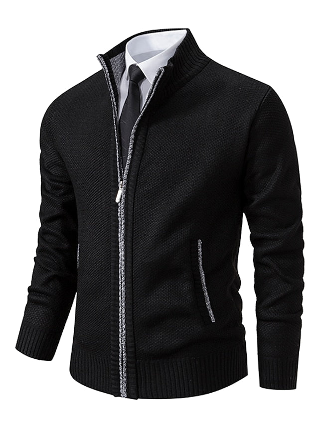 Men's Cozy Ribbed Knit Sweater Jacket