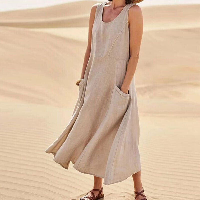 Stylish Ladies Summer Casual Dress with Pockets - BritishElegance