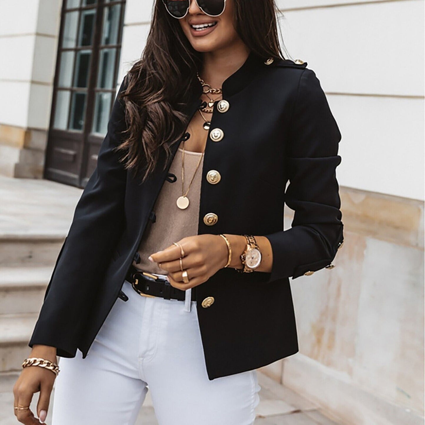 Classic Women's Military Button Jacket