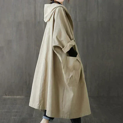 Classic oversized trench coat with belt for women