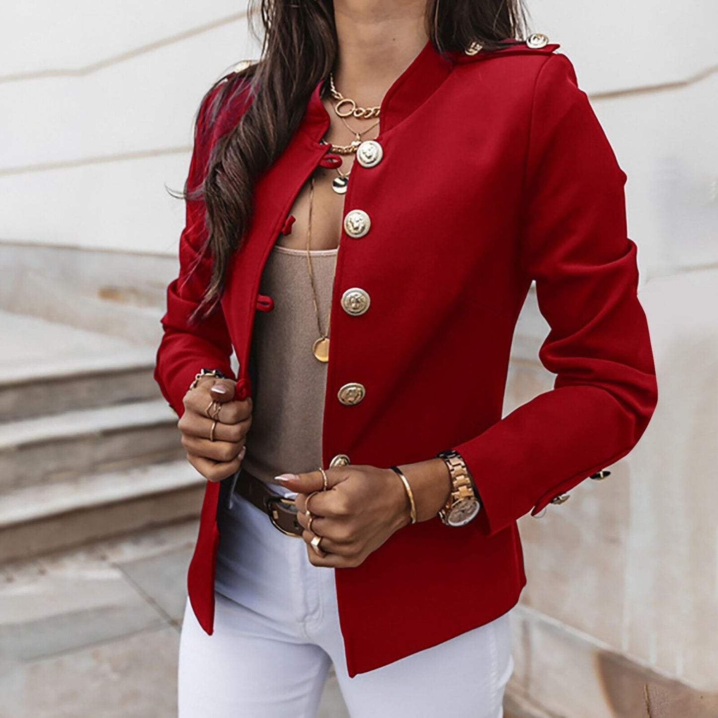 Classic Women's Military Button Jacket